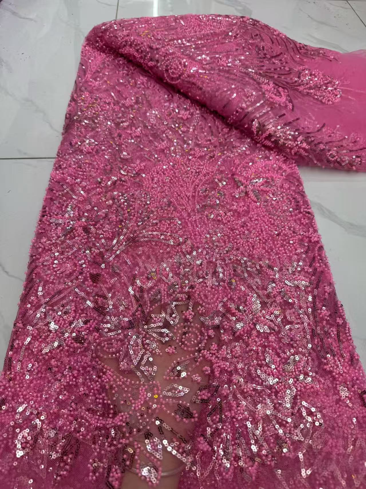 Embroidery Net Fabric - Tecido africano de luxo com bordado