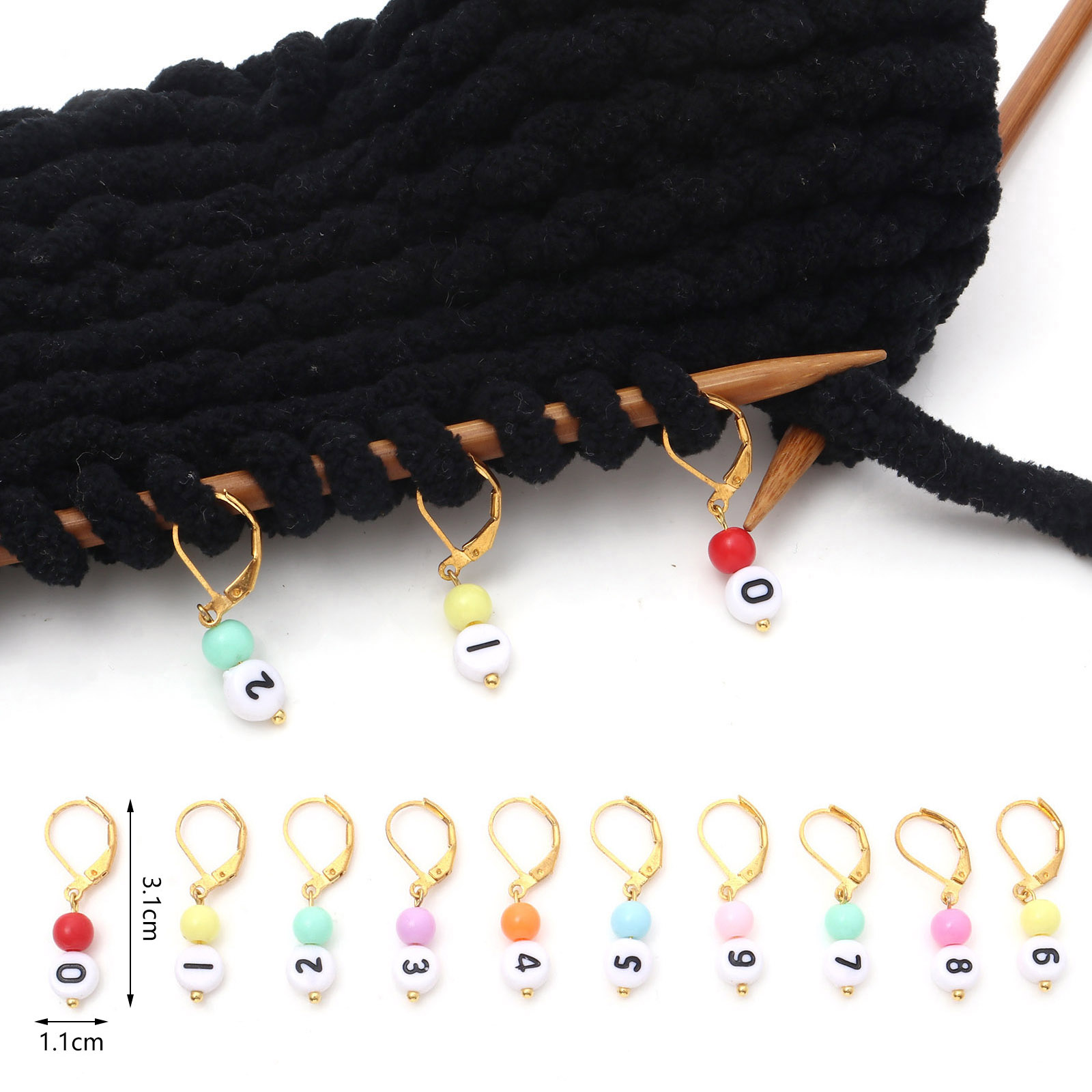 Stitch Marker Ring - 1 conjunto (10 pçs/set) cobre &