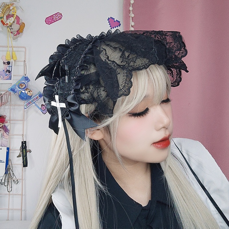 Embroidery Hooping - Cosplay anime gótico lolita empregada renda