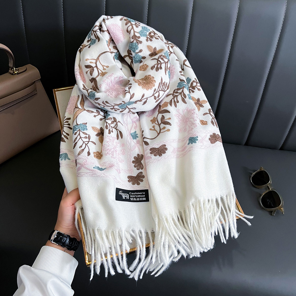 Embroidery Pashmina - Novo inverno quente cachecol de caxemira