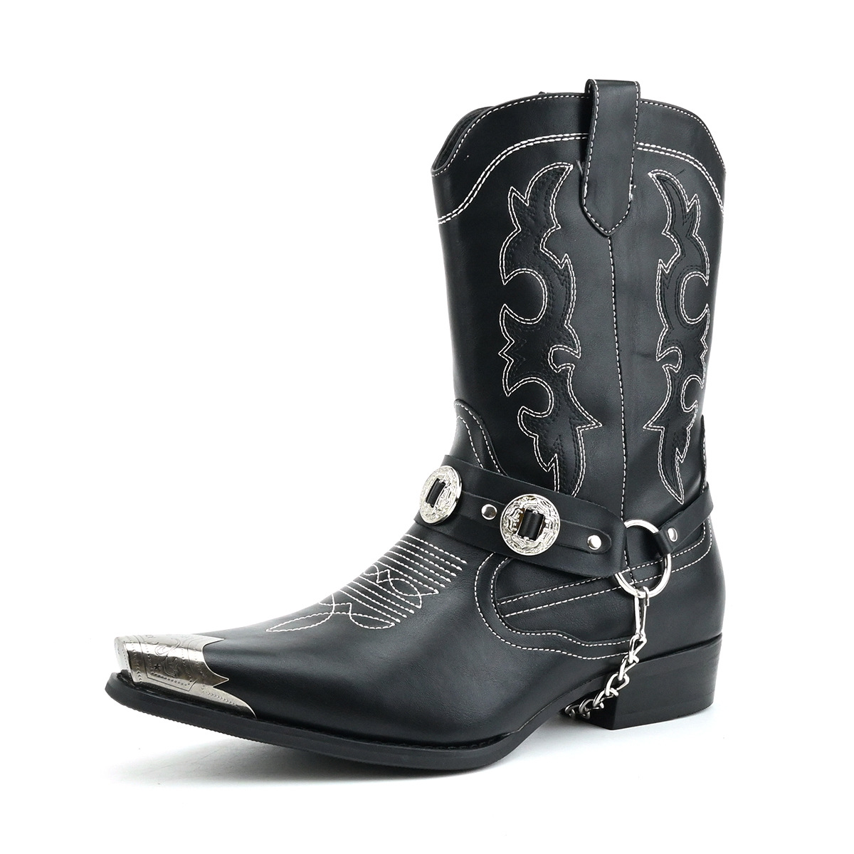 Embroidery On Leather - Botas de Couro Masculinas Estilo Western