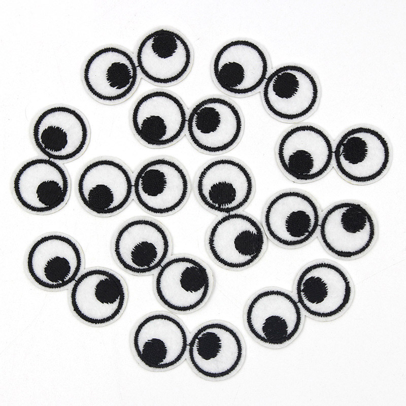 Embroidery On Black Shirt - 5 pçs dos desenhos animados olhos