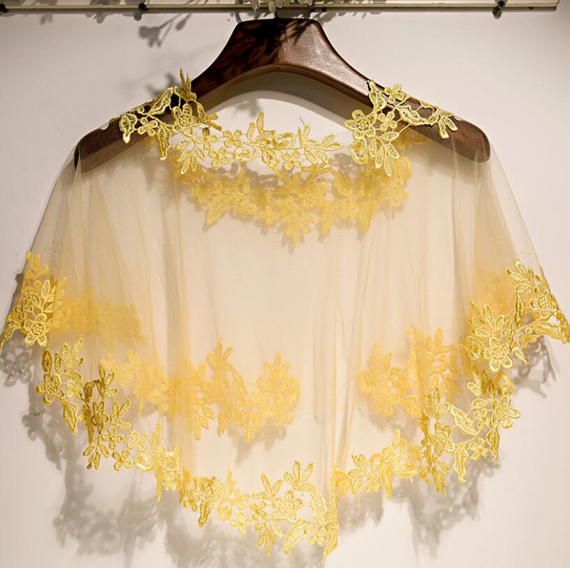 Embroidery Yellow Flower - Pashmina feminina de malha amarela com