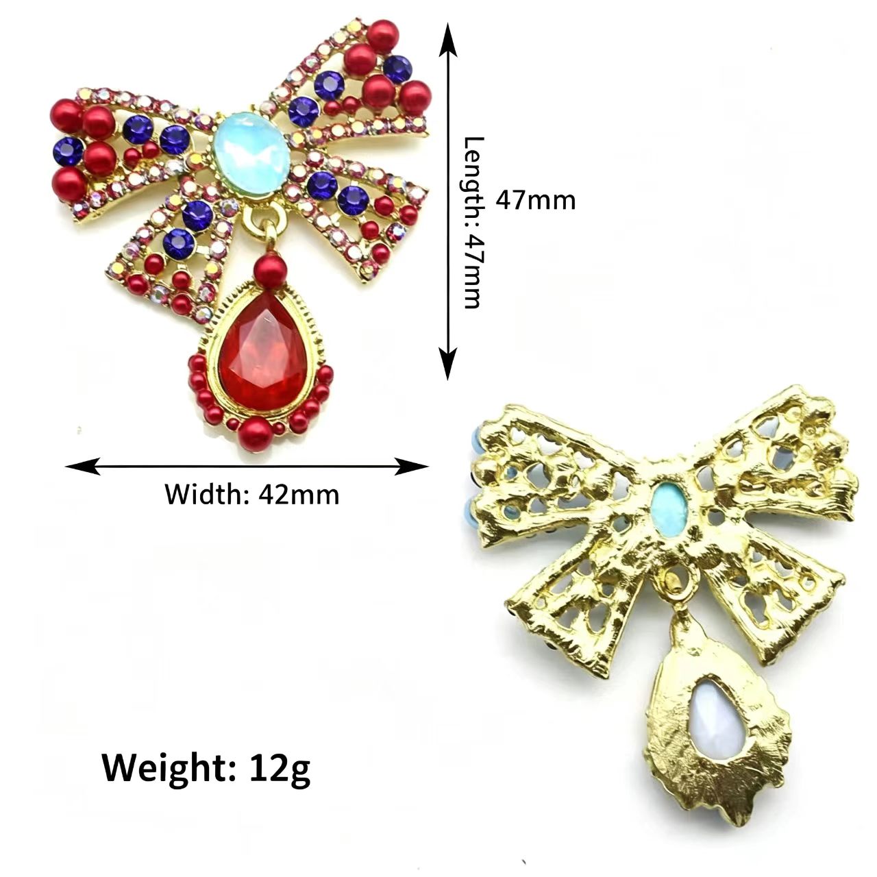 Embroidery Simple - Broche de Laço em Liga Dourada