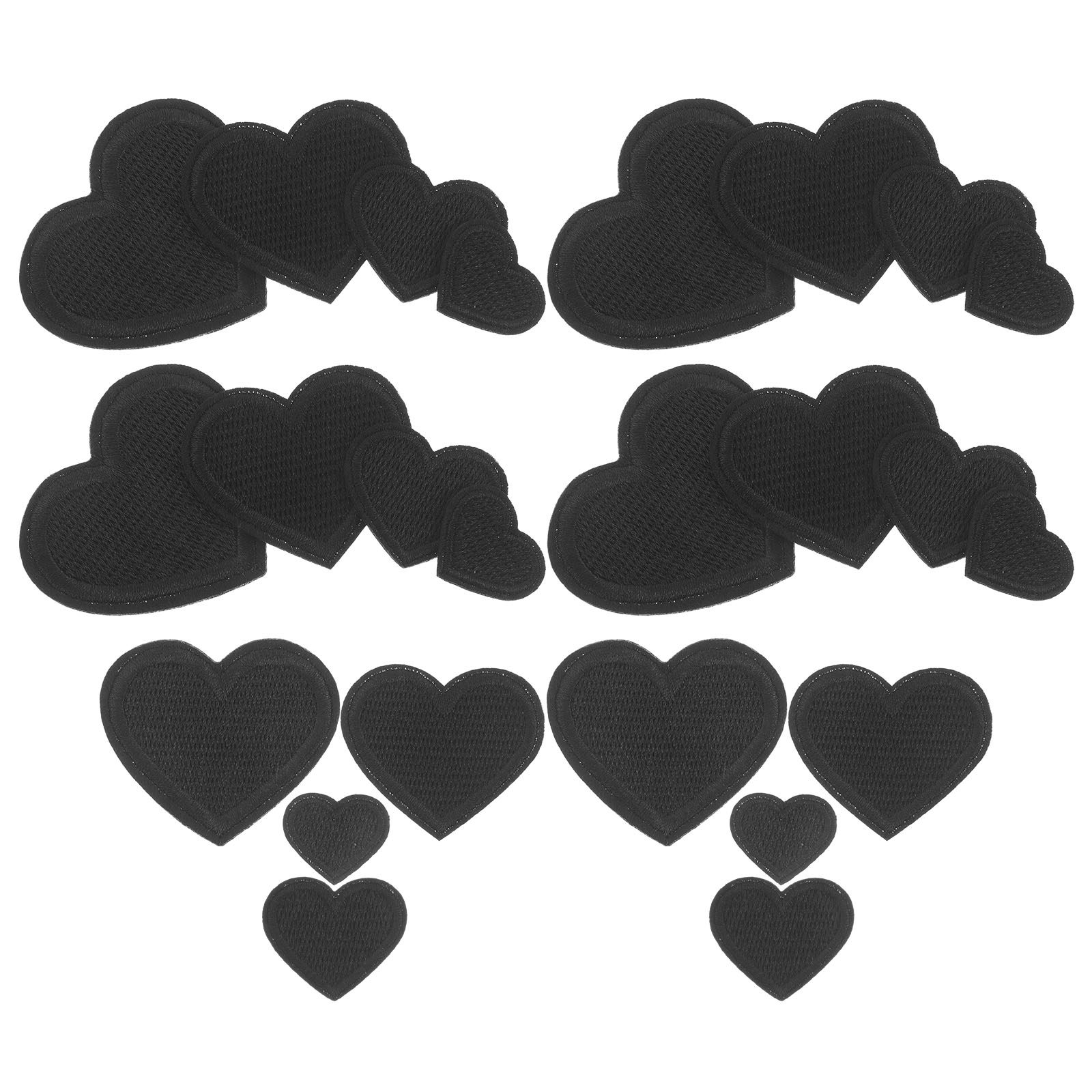 Embroidery On Black Shirt - 24 Patches de Coração Preto para