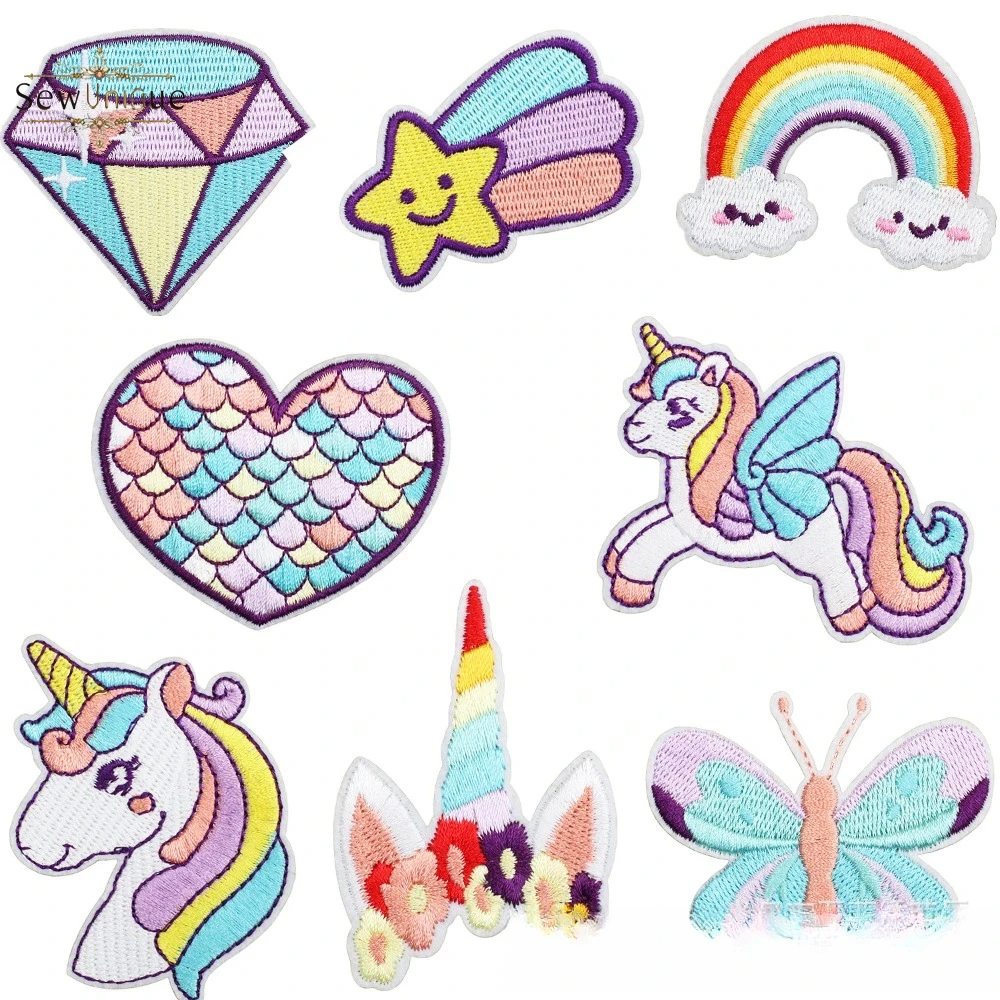 Embroidery Unicorn - Unicórnio corolla bordado pano adesivo fantasia