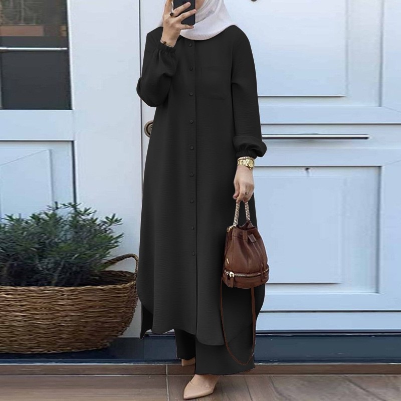Vestido cor sólida dubai turco - Embroidery Kaftan avaliação e preço