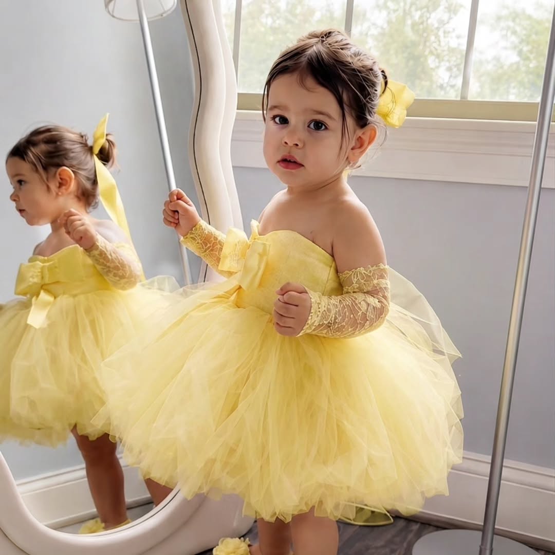 Vestido de princesa amarelo pa - Embroidery Yellow Flower avaliação e preço