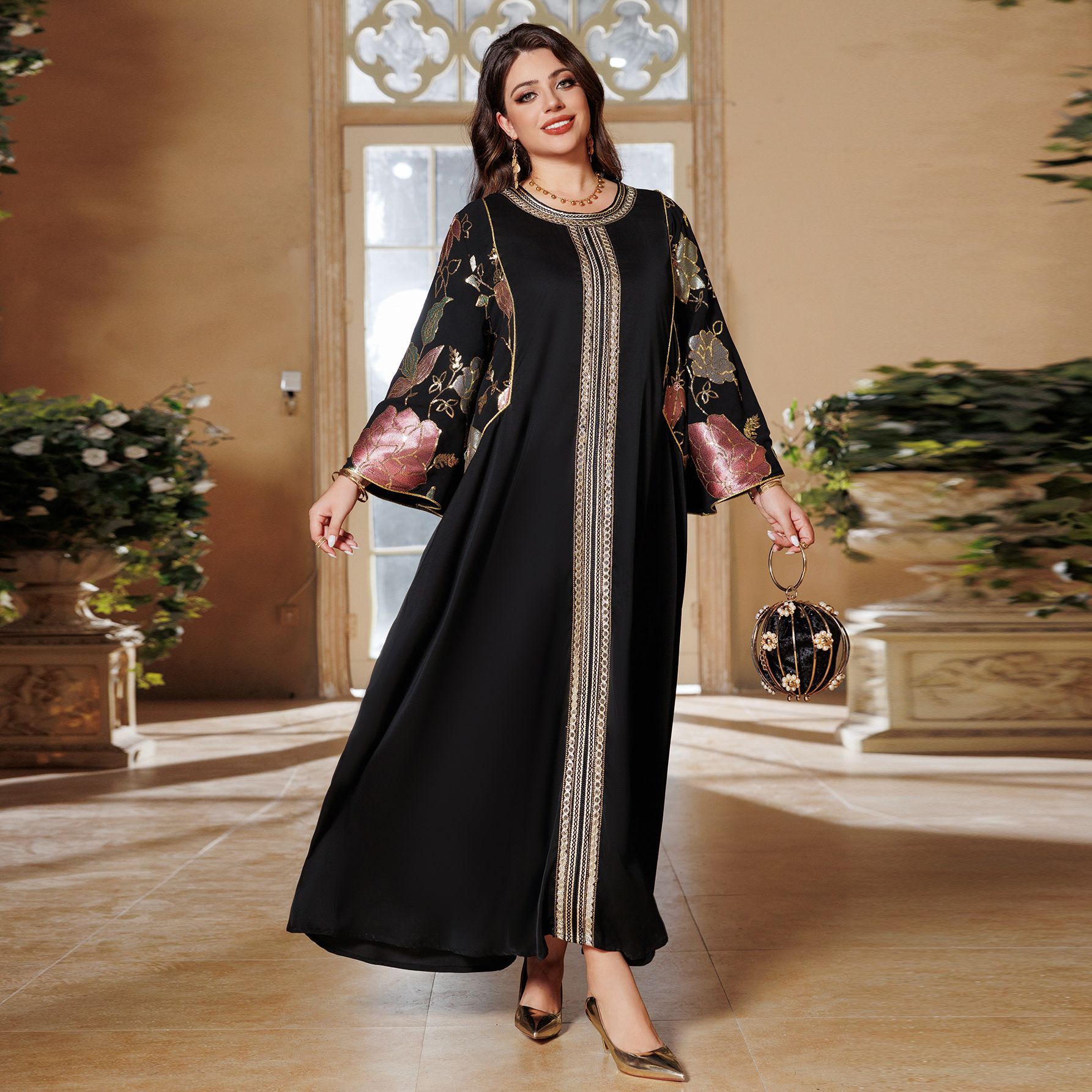 Eid muçulmano vestido de festa - Embroidery Kaftan avaliação e preço