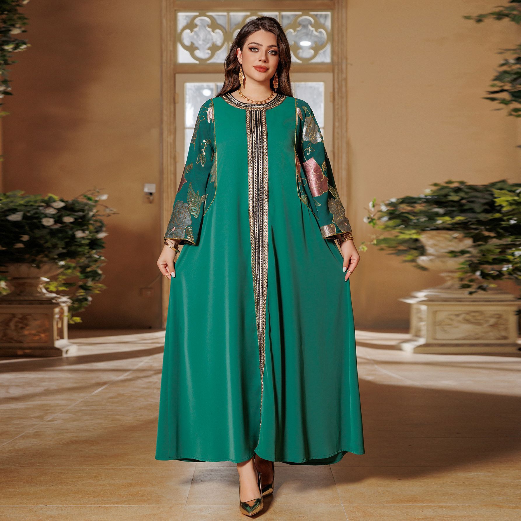 Eid muçulmano vestido de festa - Embroidery Kaftan avaliação e preço