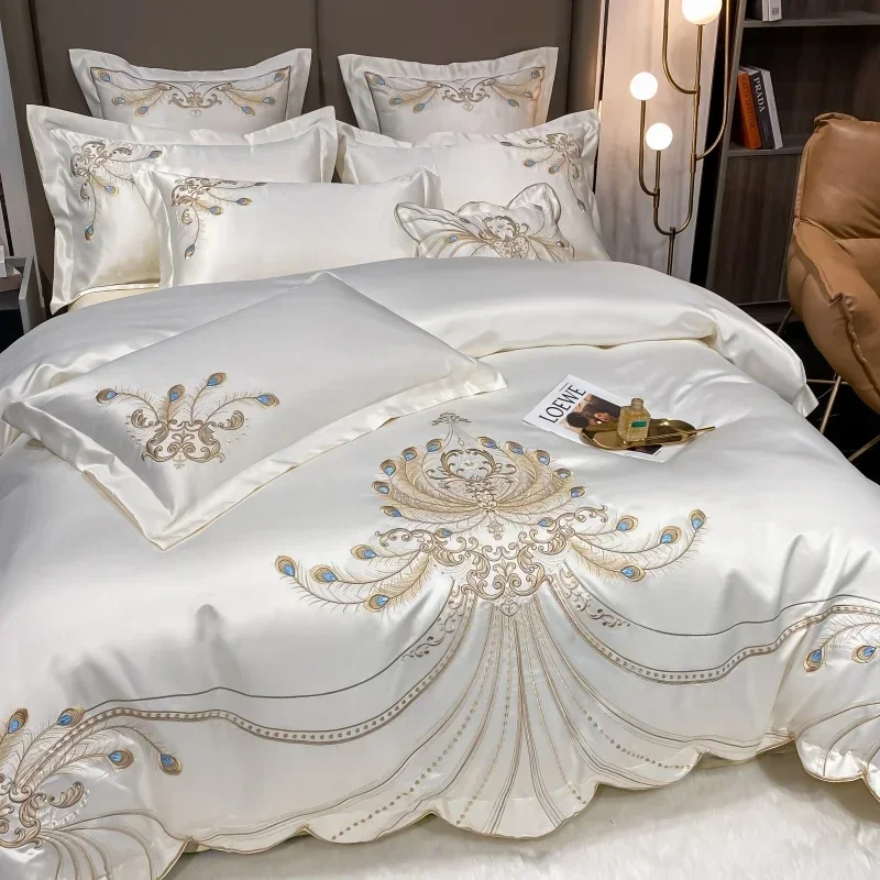 Luxo Ouro Pena Bordado Bedding - Embroidery Pashmina avaliação e preço