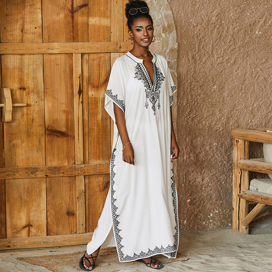 Vestidos de kaftan maiô para m - Embroidery Kaftan avaliação e preço