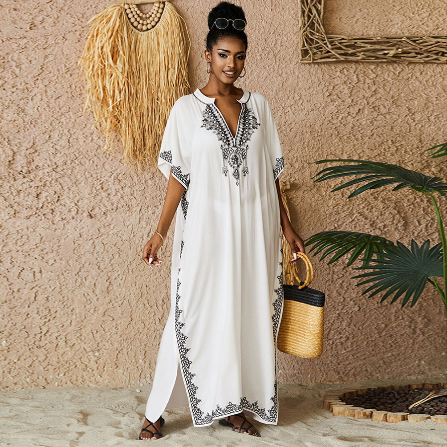 Vestidos de kaftan maiô para m - Embroidery Kaftan avaliação e preço