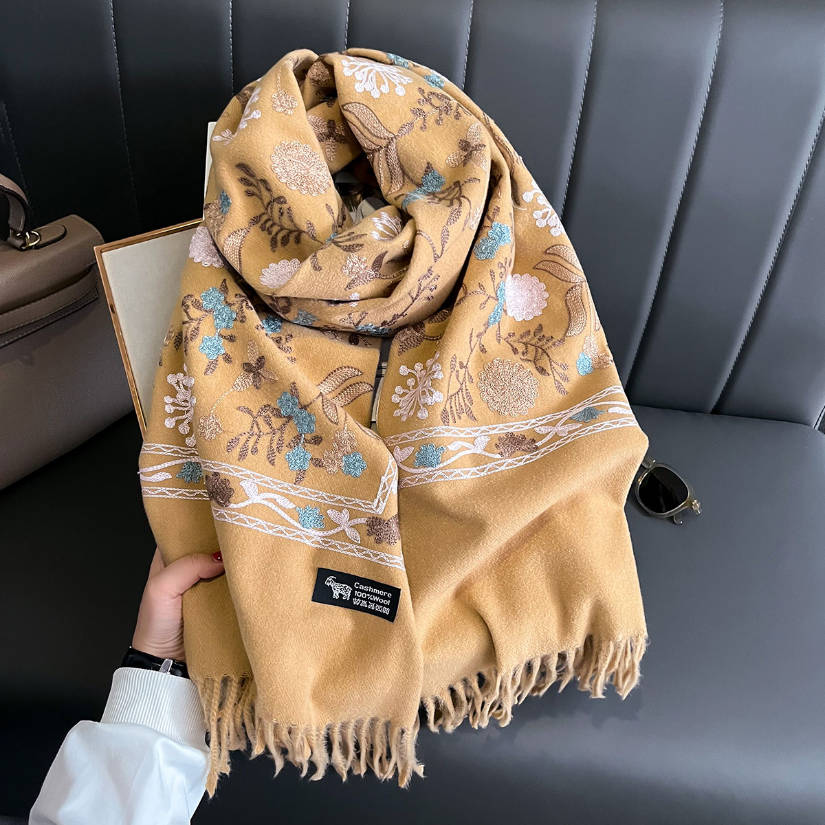 Novo inverno quente cachecol d - Embroidery Pashmina avaliação e preço