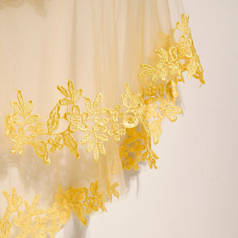 Pashmina feminina de malha ama - Embroidery Yellow Flower avaliação e preço