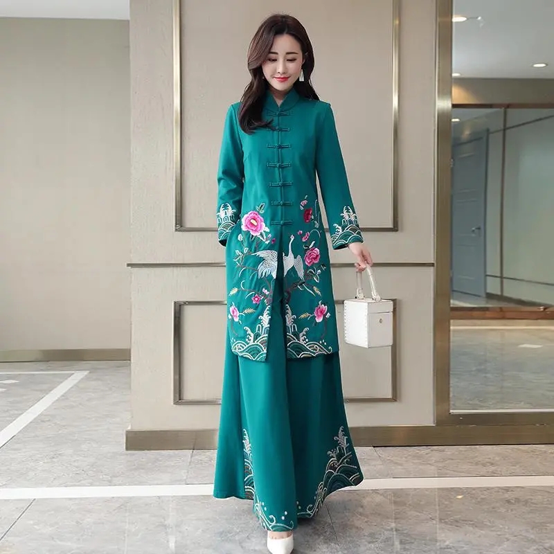 Longo estilo étnico cheongsam  - Embroidery Youtube avaliação e preço