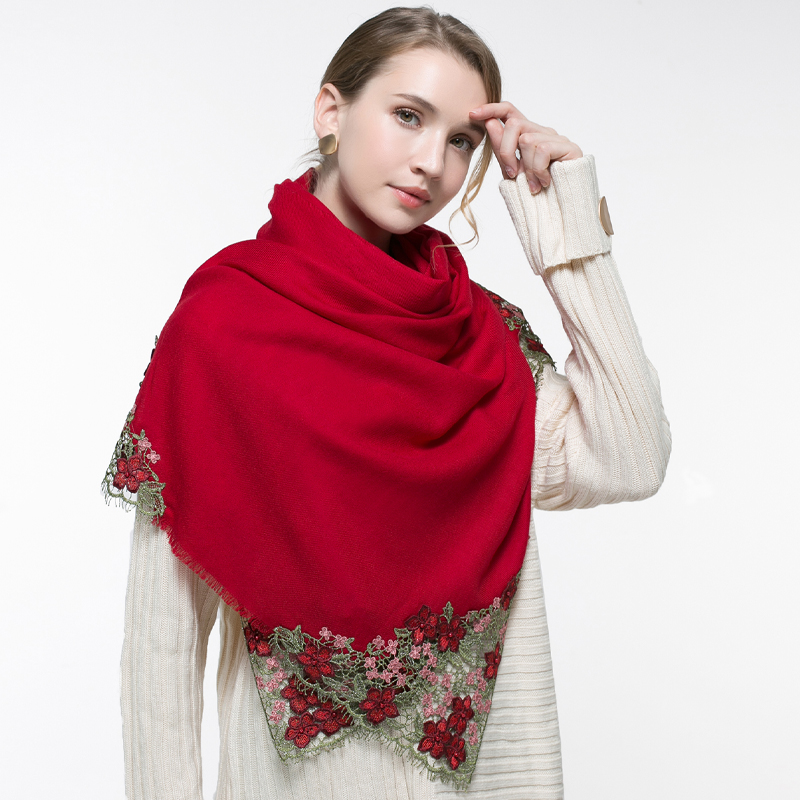 100% lã real cachecol feminino - Embroidery Pashmina avaliação e preço