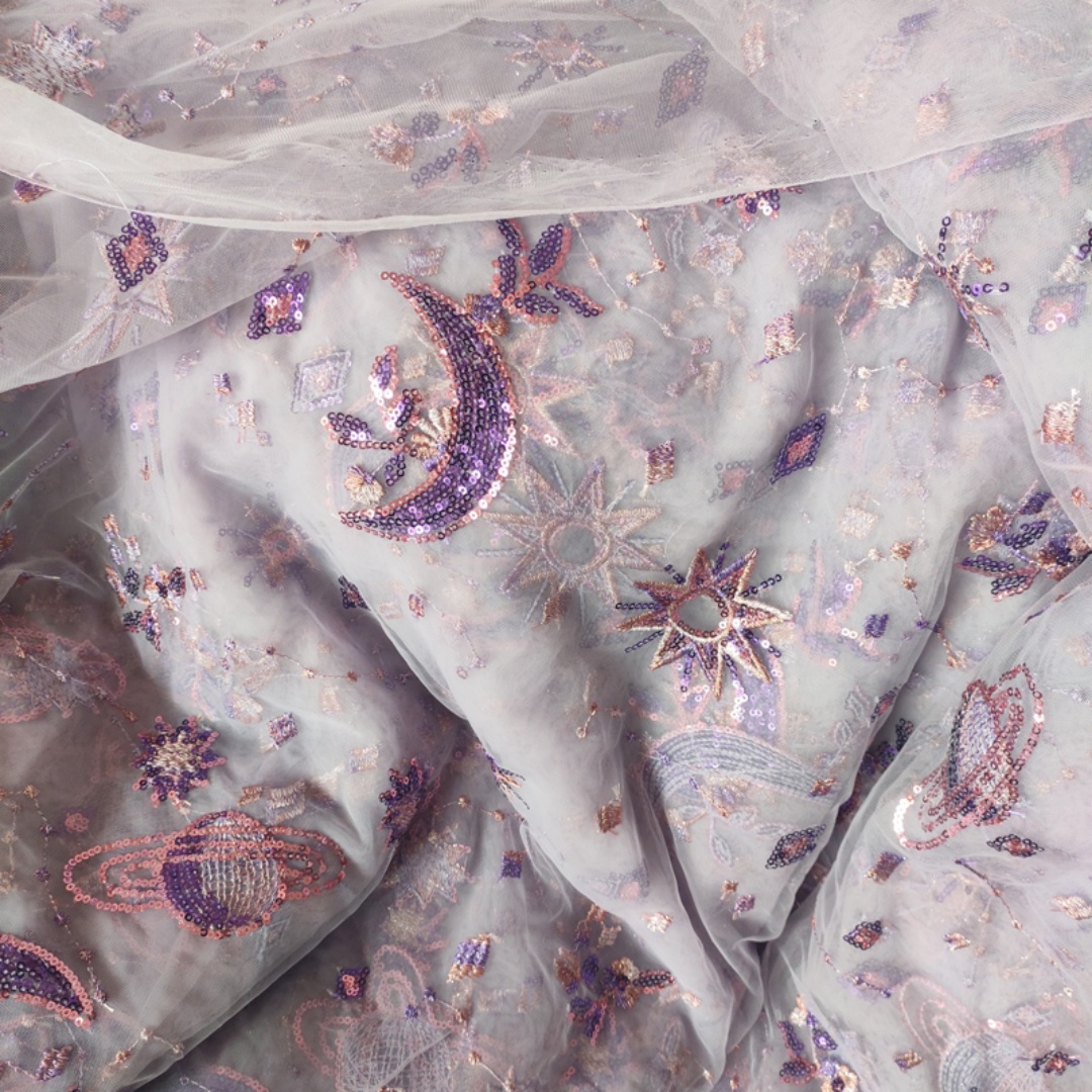 0.5 metros de largura roxa 55. - Embroidery Net Fabric avaliação e preço