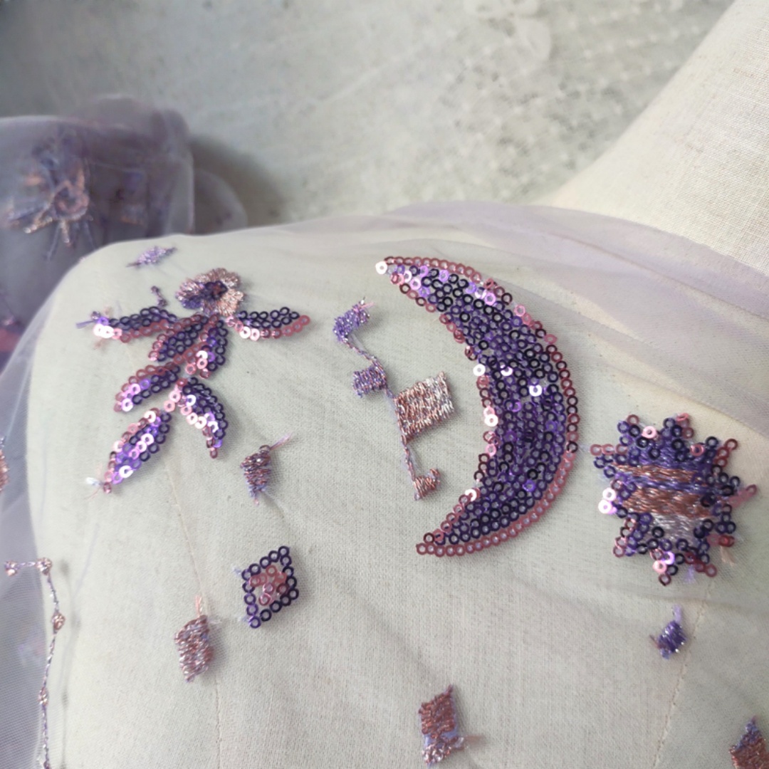 0.5 metros de largura roxa 55. - Embroidery Net Fabric avaliação e preço
