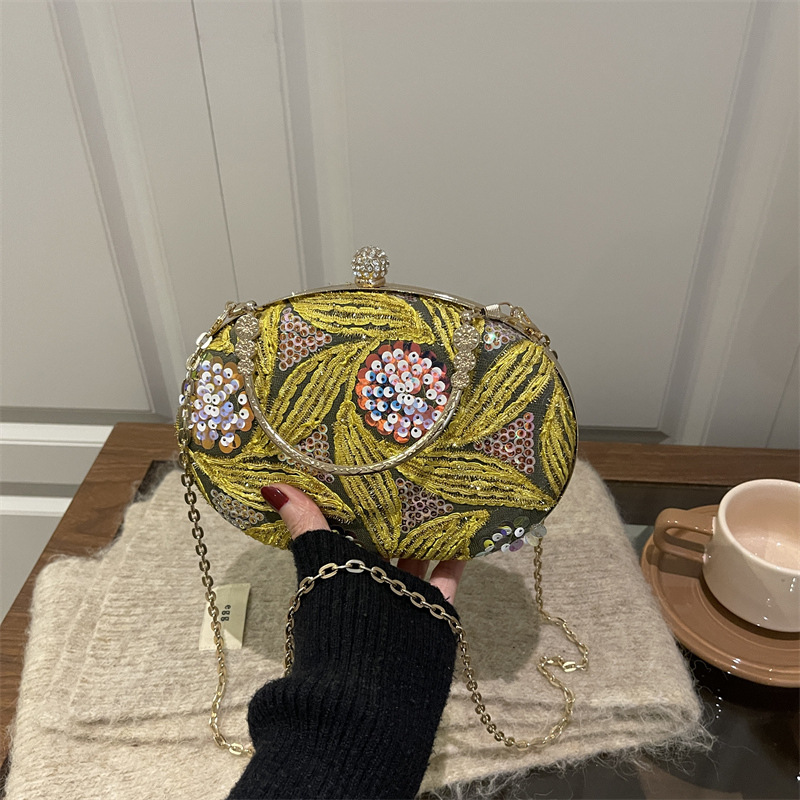 Bolsa de ombro retrô com borda - Embroidery Yellow Flower avaliação e preço