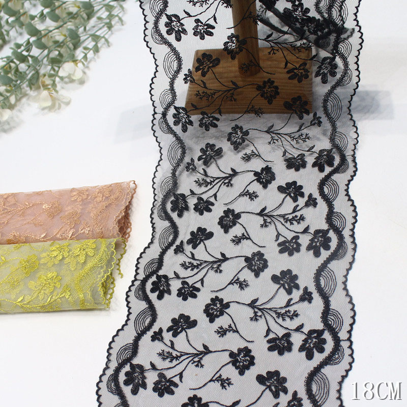 Renda Bordada Bilateral de 41  - Embroidery Yellow Flower avaliação e preço