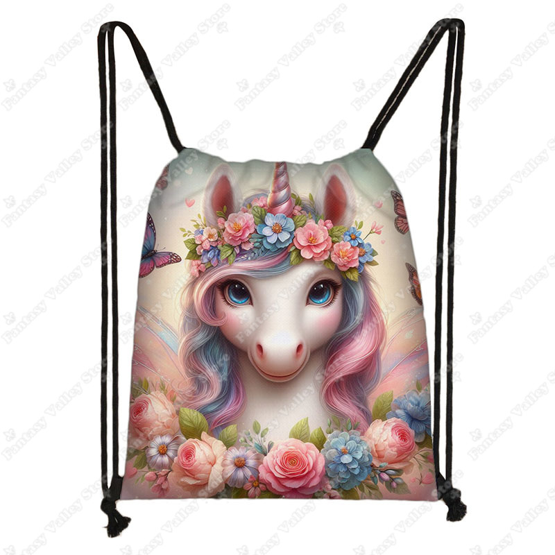 Unicorn Flower Print Drawstrin - Embroidery Unicorn avaliação e preço