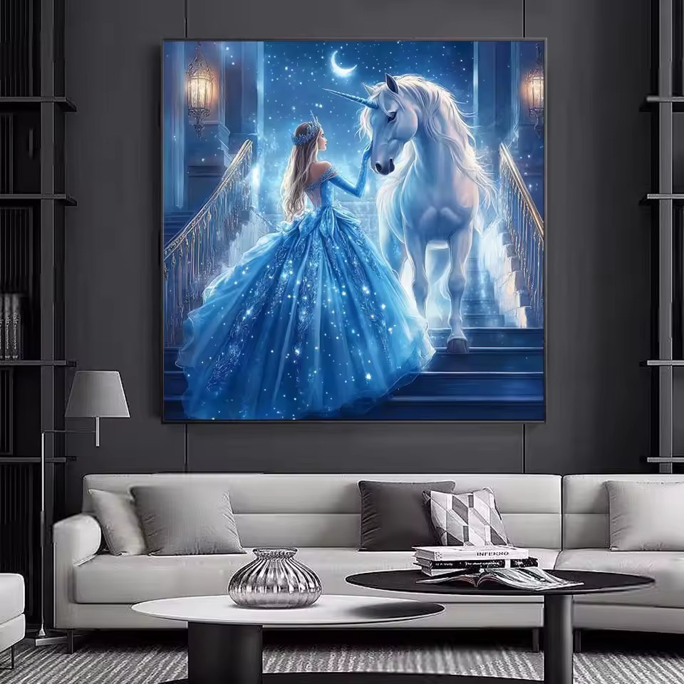 5d pintura diamante menina uni - Embroidery Unicorn avaliação e preço